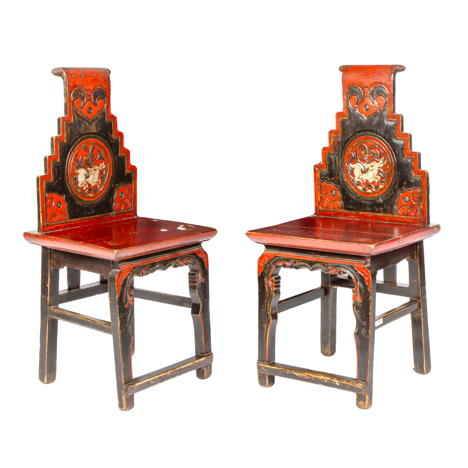 A Pair of 19th Century Chinese Red Lacquer Chairs (1 of 10)