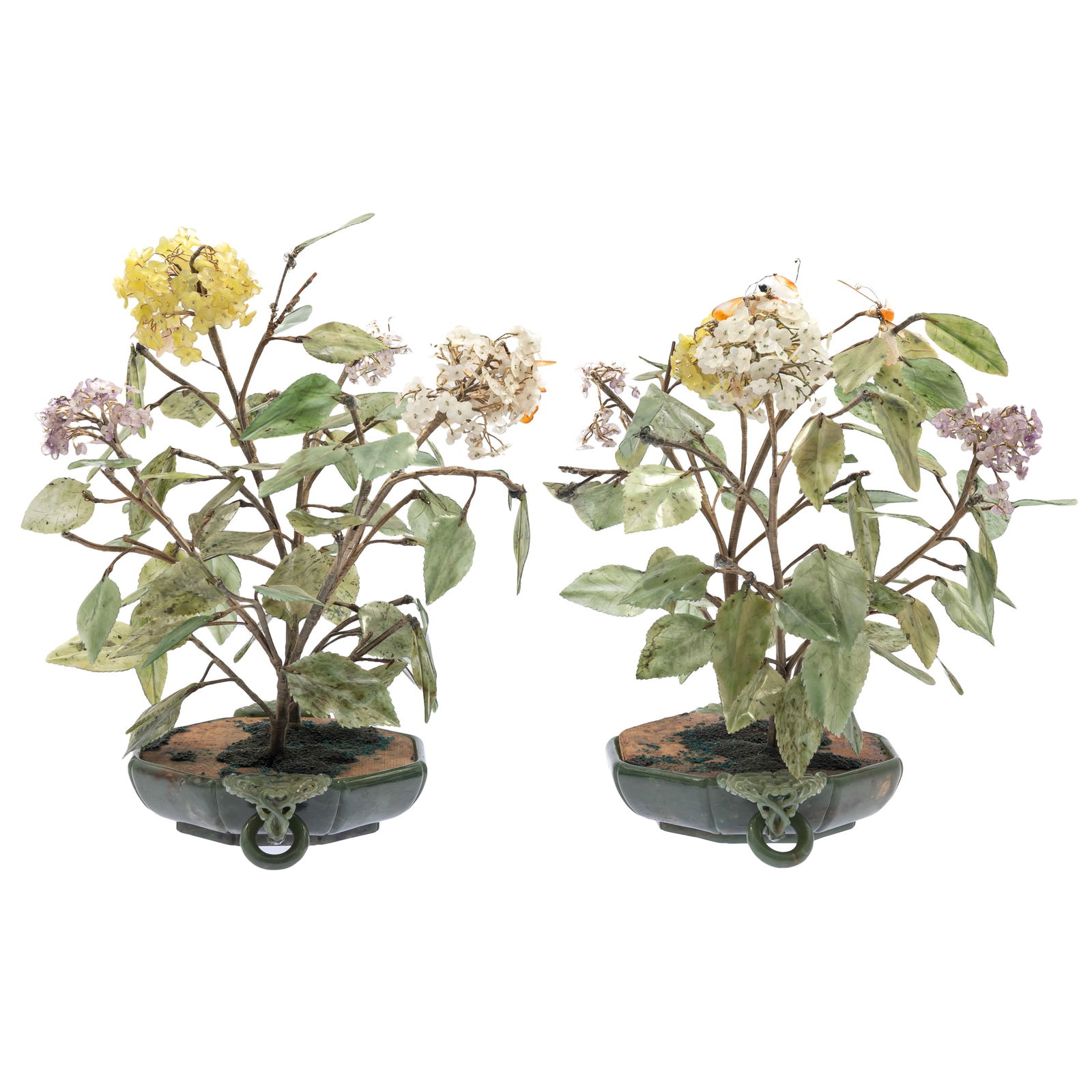 Chinese Carved Hardstone Flower Arrangements (1 of 3)