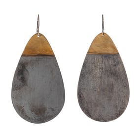Pair of Oxidized Silver, Vermeil Earrings, Lisa Crowder
