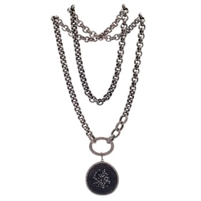 Diamond, Sterling Silver Necklace, "Pierced Disc," Nina Gilin