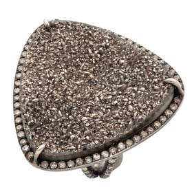 Diamond, Treated Drusy, Silver Ring, Sheryl Lowe
