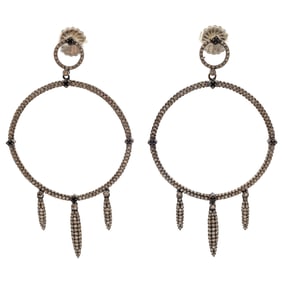 Pair of Diamond, Spinel, Sterling Silver Earrings, Siena Lasker
