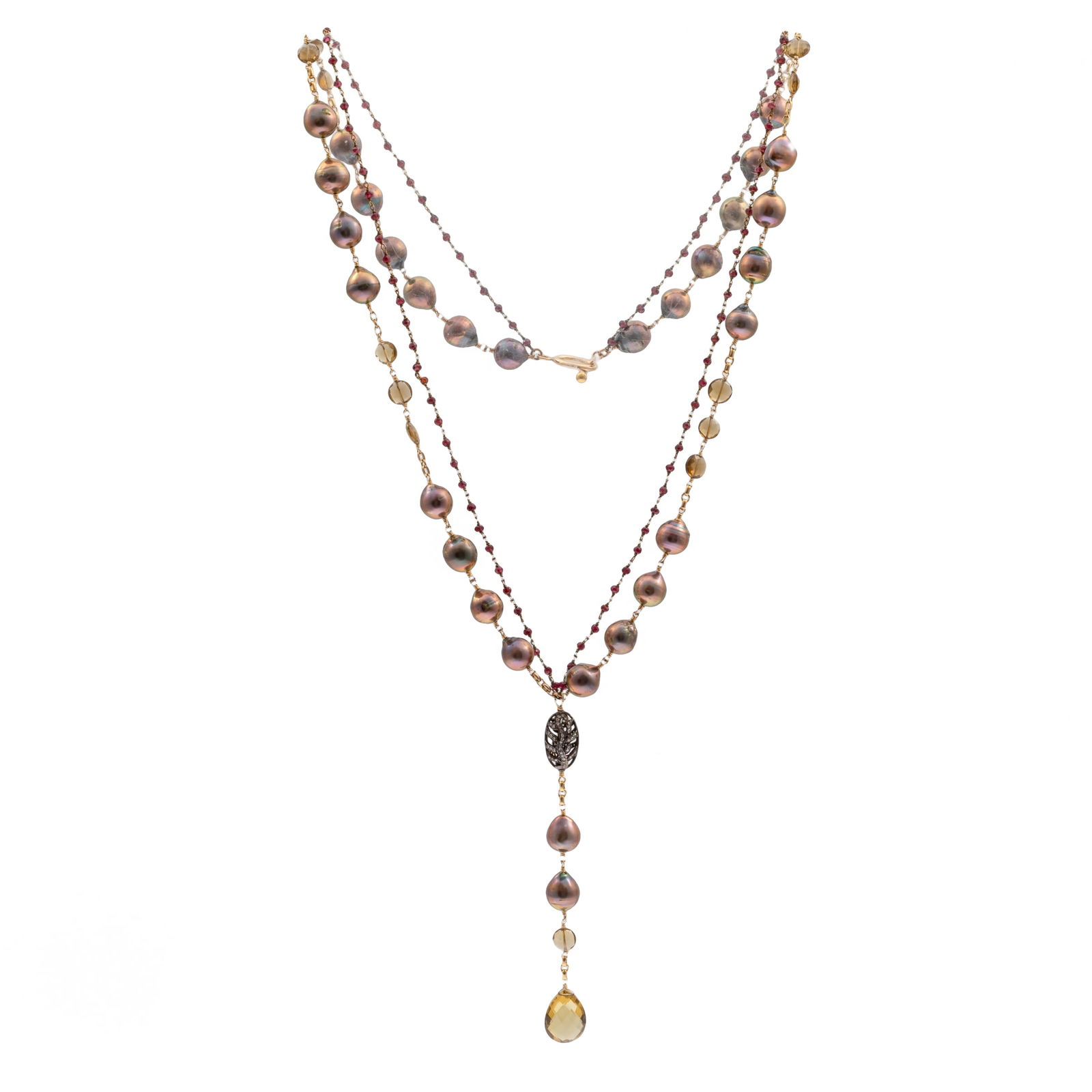 Cultured Pearl, Diamond, Quartz, Gold-Filled Necklace (1 of 6)