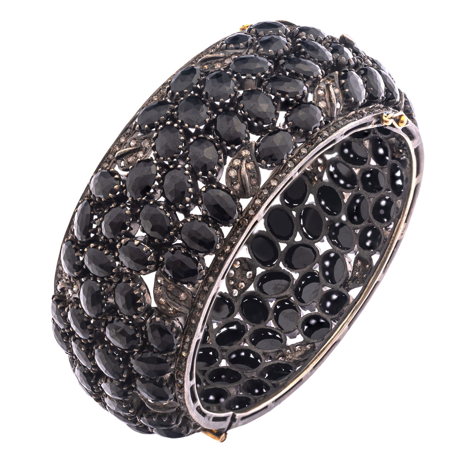 Diamond, Onyx, Patinated Silver Bangle Bracelet, Sheryl Lowe (1 of 3)