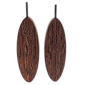 Pair of Wood, Patinated Silver Earrings, Tara Locklear