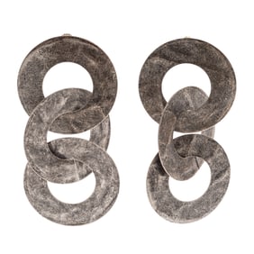 Pair of Silver Earrings, Ateles Paris