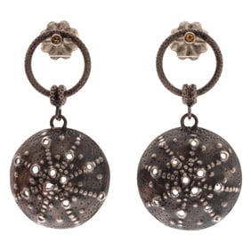 Pair of Citrine, Silver Earrings, "Asterias," Sooyoung Kim