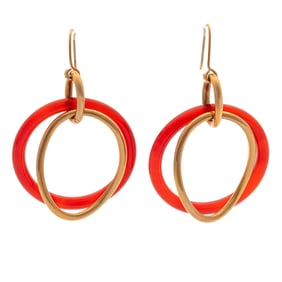 Carnelian, 18k Yellow Gold Earrings, Faraone Menella