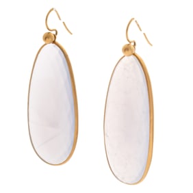 Pair of Chalcedony, 18k Yellow Gold Earrings, Tej Kothari
