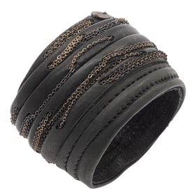 Leather, Metal Bangle Bracelet, Lost and Found
