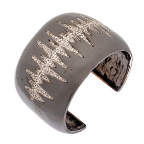Crystal, Blackened Metal Cuff Bracelet, Eddie Borgo