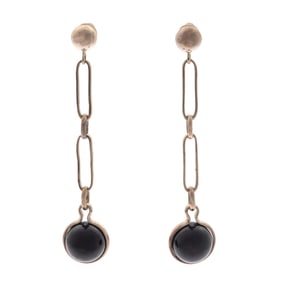 Pair of Onyx, Sterling Silver Earrings, Sophie Buhai