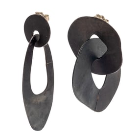 Pair of Silver, Steel Earrings, Maia Leppo