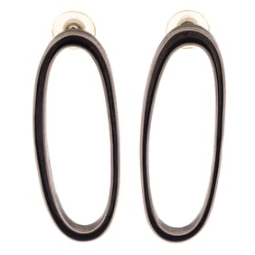 Pair of Silver Earrings, "Onion Skins," Baharal + Gnida