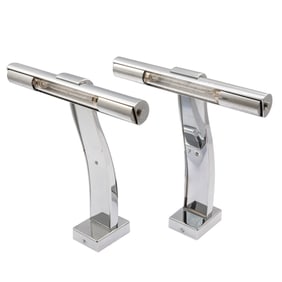 Pair Contemporary Chrome Sconces