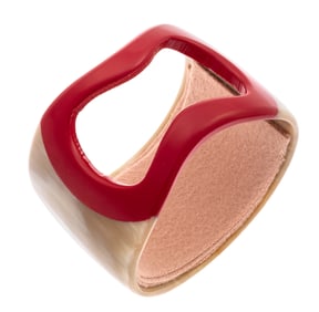 Horn, Enamel "Red Lips" Bangle Bracelet