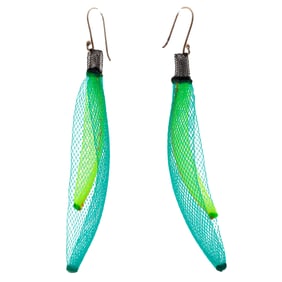 Pair of Sculptural Mesh, Silver Earrings, Francoise Delaire