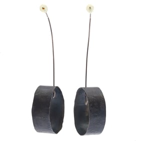 Pair of Patinated Silver Earrings, Biba Schutz