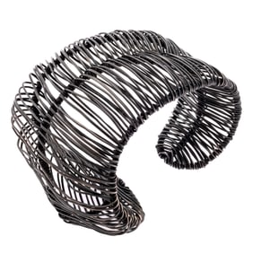 Patinated Silver Cuff Bracelet, Biba Schutz