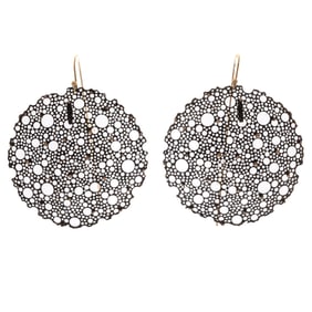 Pair of 14k, Silver Earrings, "Queen Anne's Lace," Ted Muehling