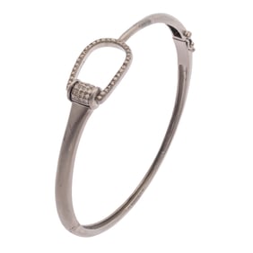 Diamond, Sterling Silver Bangle Bracelet, Nina Gilin