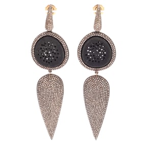 Pair of Diamond, 14k, Sterling Silver Earrings, Nina Gilin