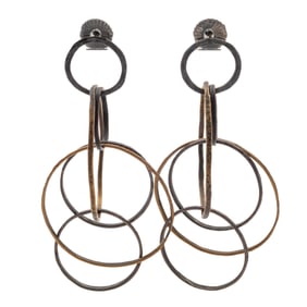 Pair of Patinated Sterling Silver, Bronze Hoop Earrings, Biba Schutz