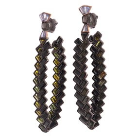 Pair of Multi-Stone, Blackened Silver Earrings, Nak Armstrong