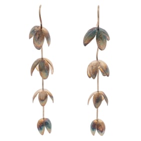 Pair of Artisan Silver Flower Earrings