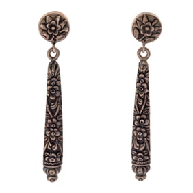 Pair of Chinese Sterling Silver Earrings