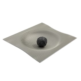Contemporary Ripple Fold Metal Bowl and a Faux Meteorite
