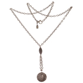Diamond, Coin, Sterling Silver Necklace, Irit