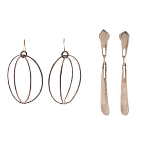 Two Pairs of Sterling Silver Earrings, Robert Lee Morris