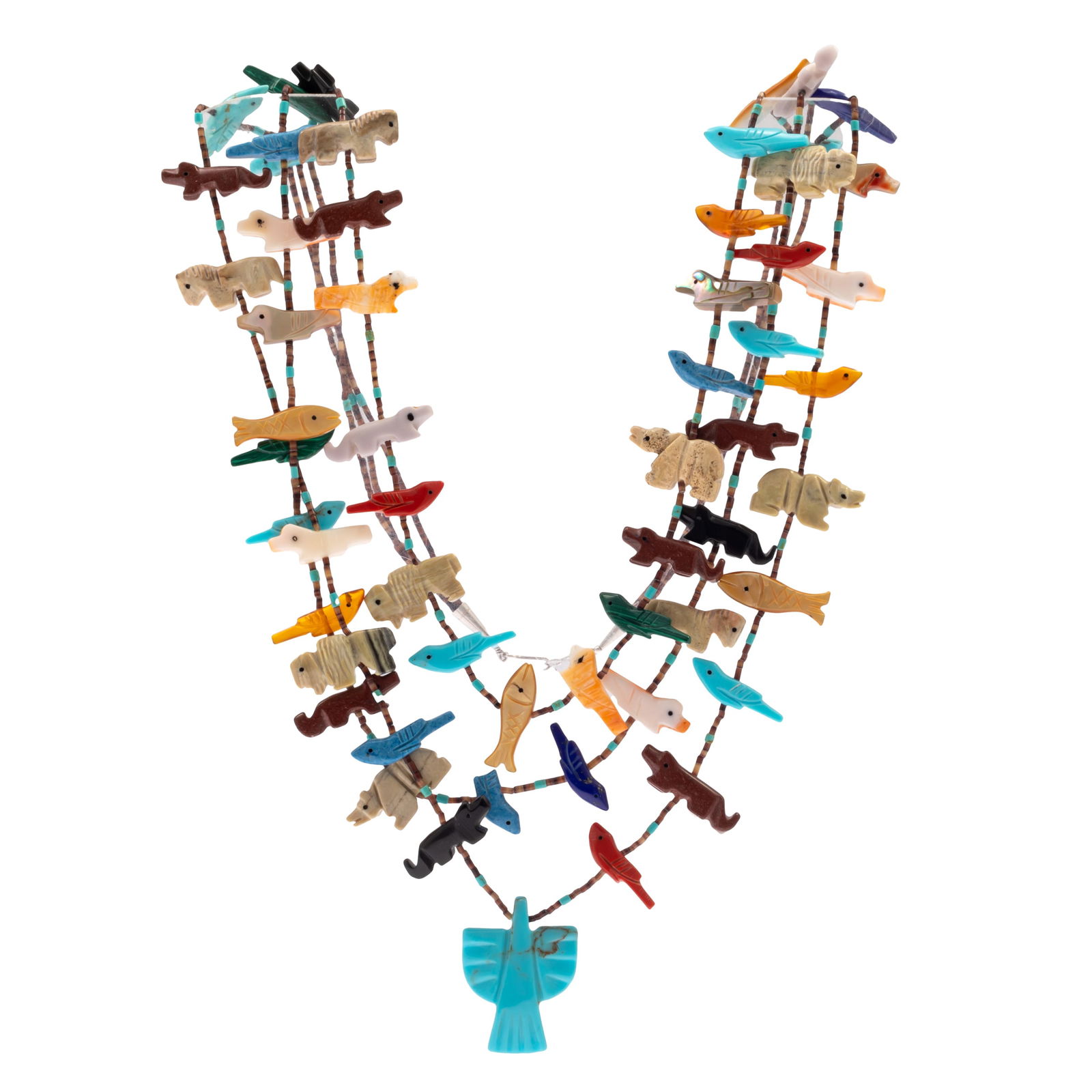 Zuni Multi-Stone, Silver Fetish Necklace (1 of 5)