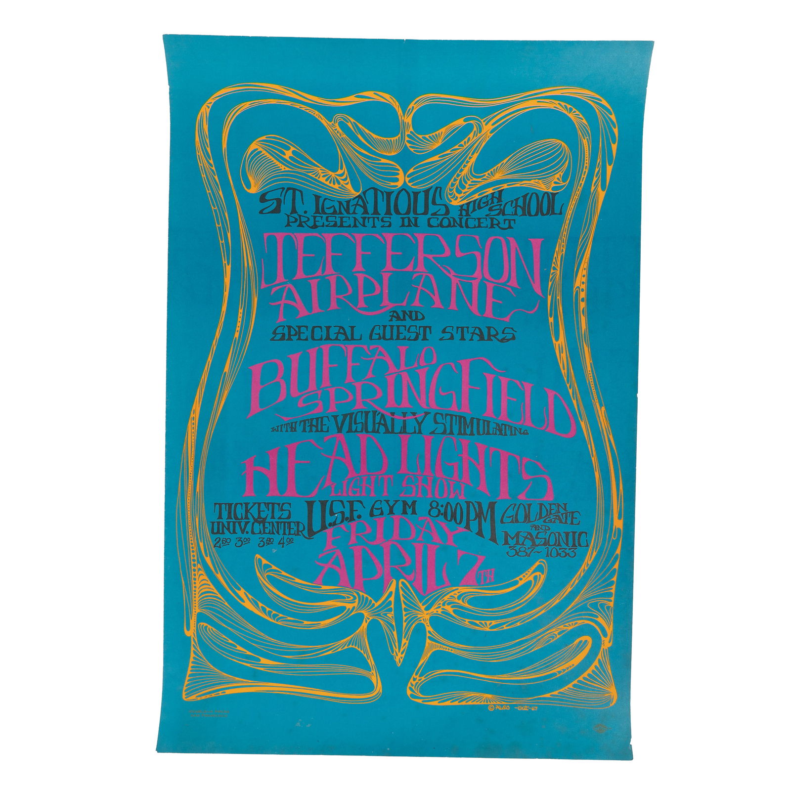 Jefferson Airplane, Buffalo Springfield, USF Concert Poster (1 of 4)