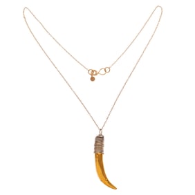 Ceramic, Silver "Tusk" Necklace, Sonia Boyajian