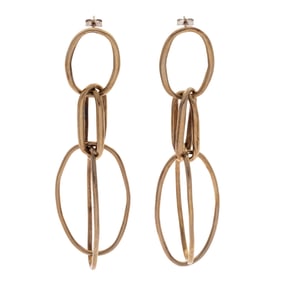 Pair of Sterling Silver, Brass Earrings, Annie Costello Brown