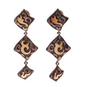 Pair of 22k, Sterling Silver Earrings, John Hardy