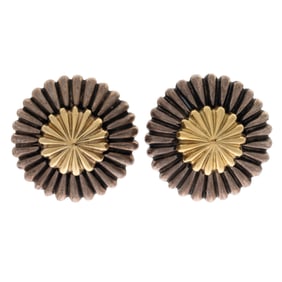 Pair of Lagos Caviar 18k, Sterling Silver Ear Clips