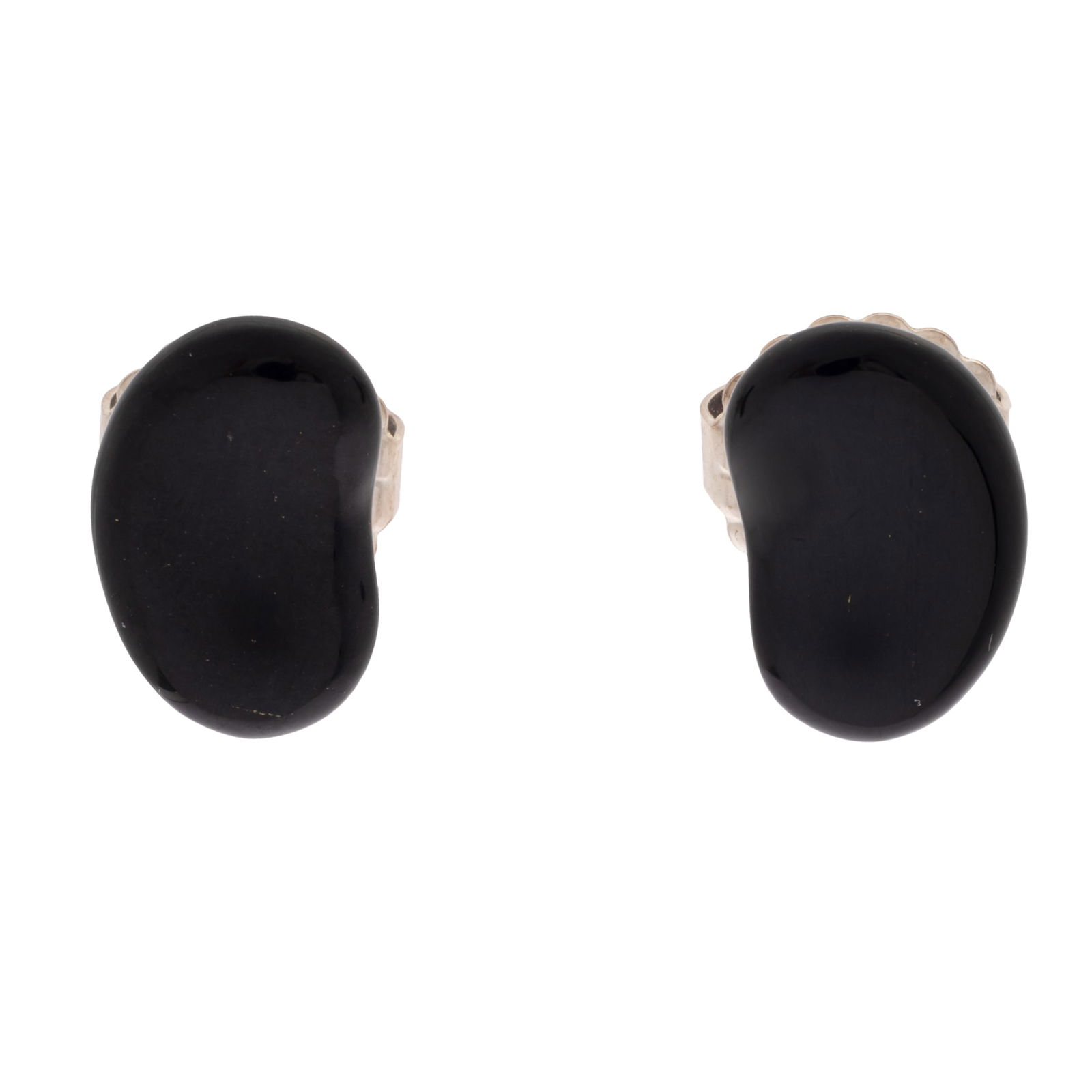 Pair of Black Jade, Sterling Silver "Bean" Earrings (1 of 3)