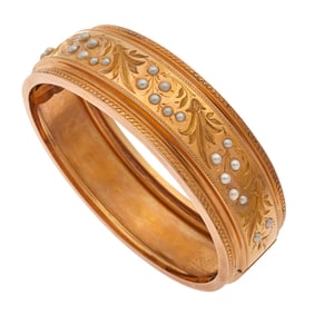 Victorian Seed Pearl, 18k Rose Gold Bracelet