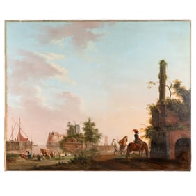 Dutch Harbor Scene, after a 17th Century genre, with a Later San Francisco Gilded Age History