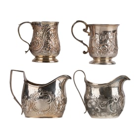 A Collection of Georgian and Victorian Sterling Cream Pitchers
