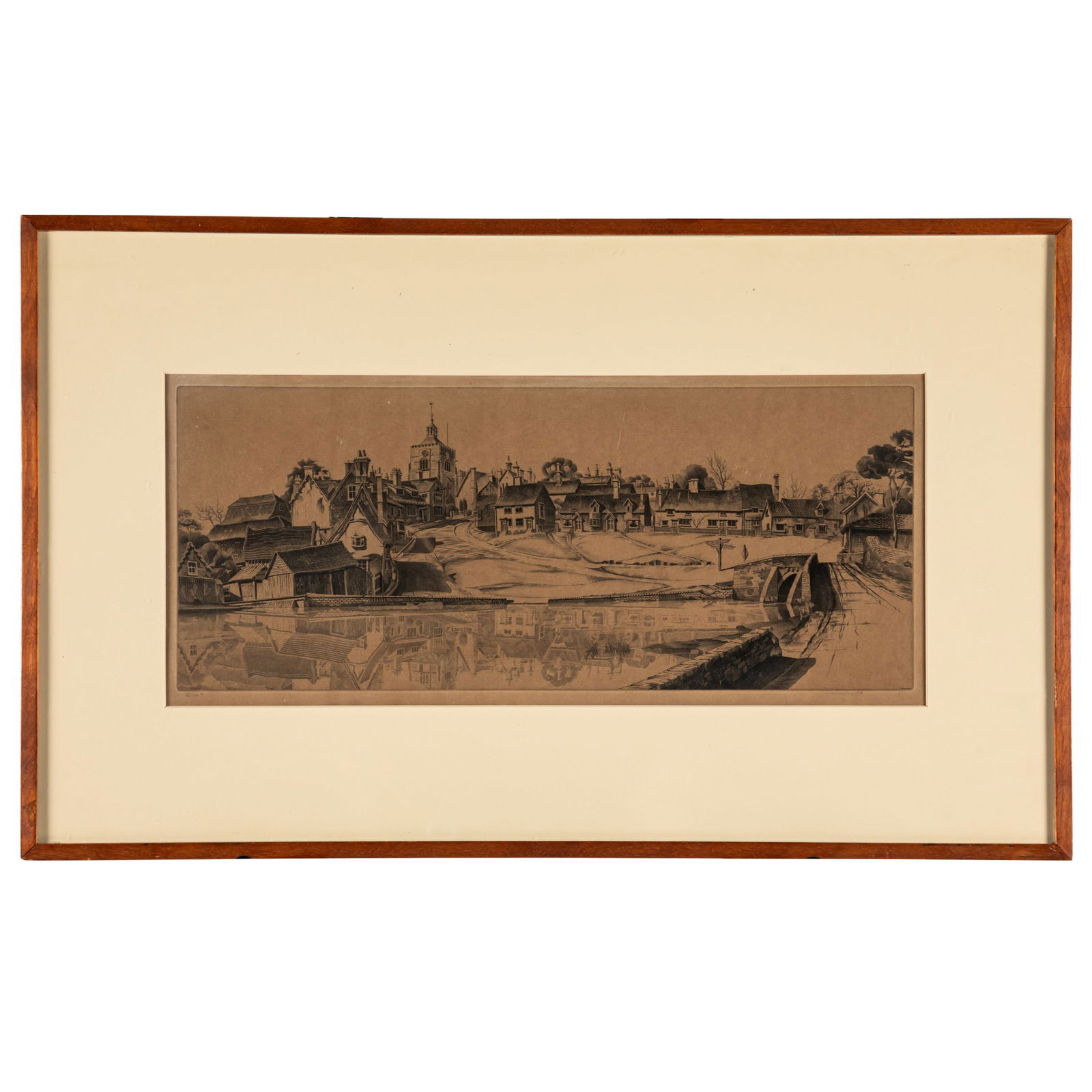 John Taylor Arms (American, 1887-1953).: John Taylor Arms (American, 1887-1953).Reflections at Finchingfield, England, 1938.Etching on wove paper, signed, titled and dated in pencil, from an edition of 100, Fletcher 311, English Series #2, ,