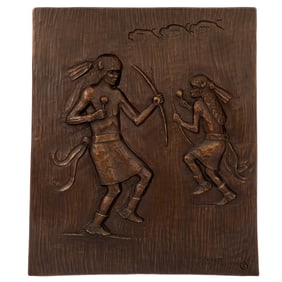 Bronze Relief Sculpture, Allan Houser (American, 1914 - 1994), Buffalo Dancers