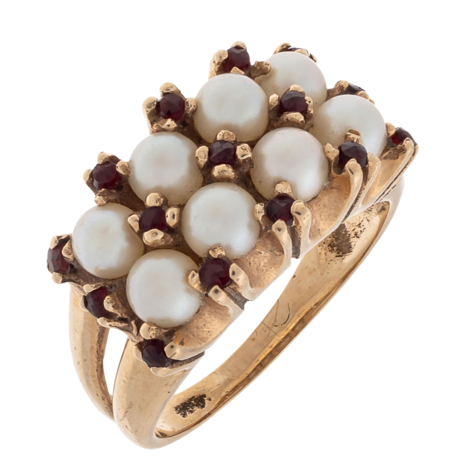Cultured Pearl, Garnet, 14k Yellow Gold Ring (1 of 6)