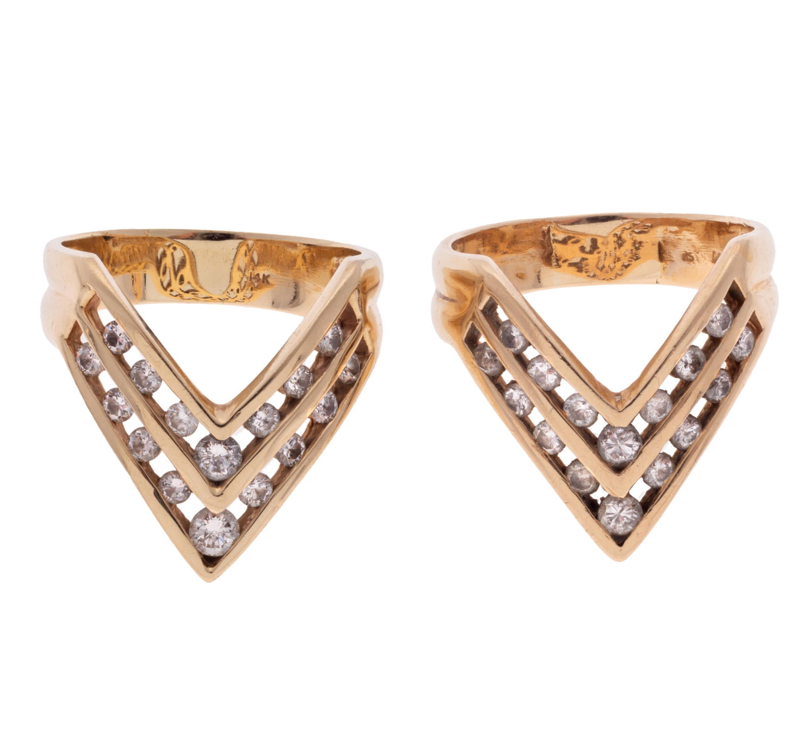 Pair of Diamond, 14k Yellow Gold Rings (1 of 6)