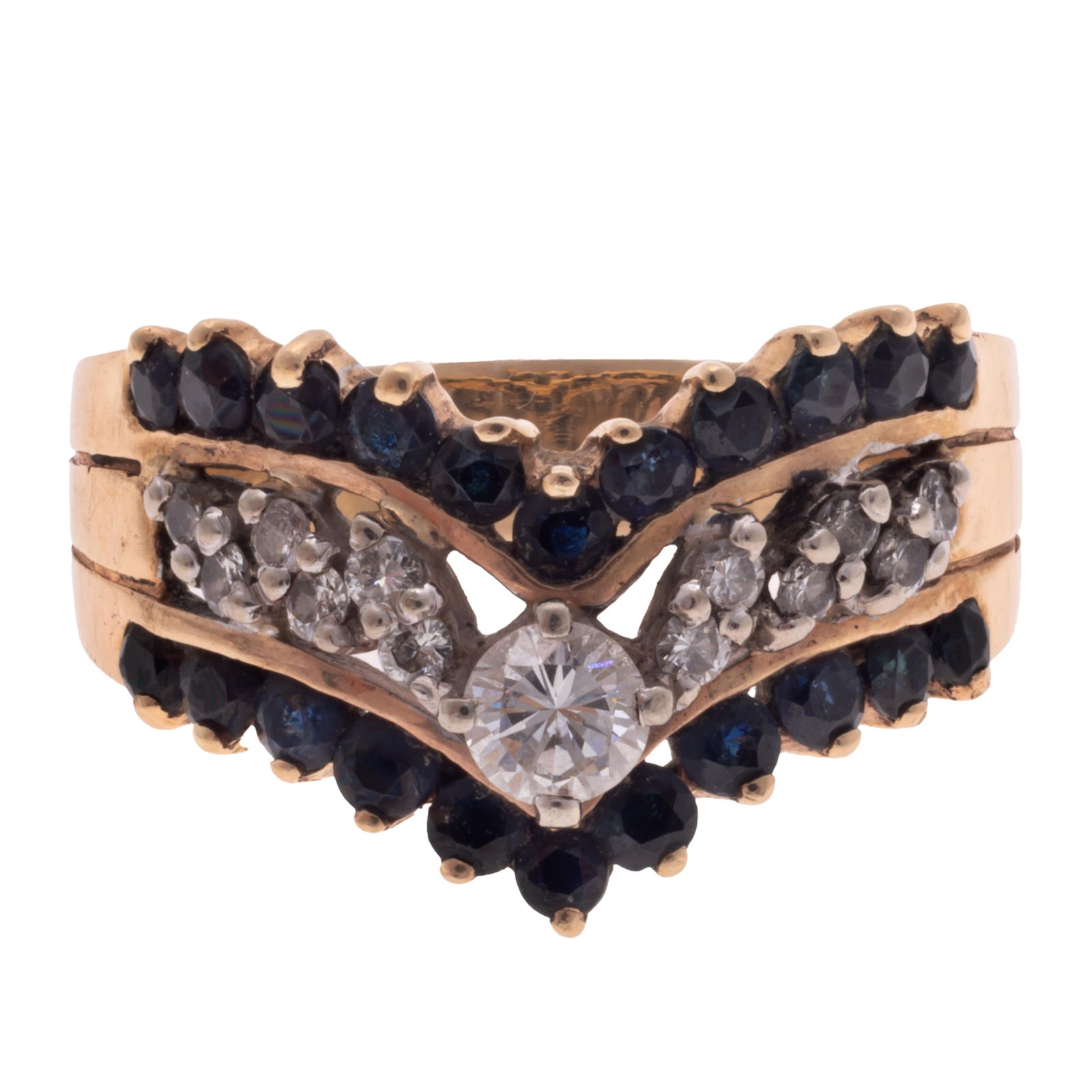 Diamond, Sapphire, 14k Yellow Gold Ring (1 of 5)