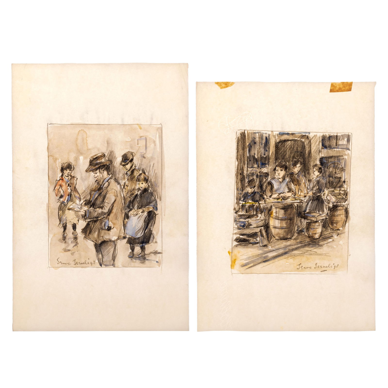 After Isaac Israels (1865-1934 Dutch): Isaac Israels (Dutch 1865-1934) PortfolioIncluding two pencil and pastel on paper studies,'Street Scenes'both signed and dated '98'UnframedSheet 12 1/2in. x 17 1/2in (31cm x 44cm)
