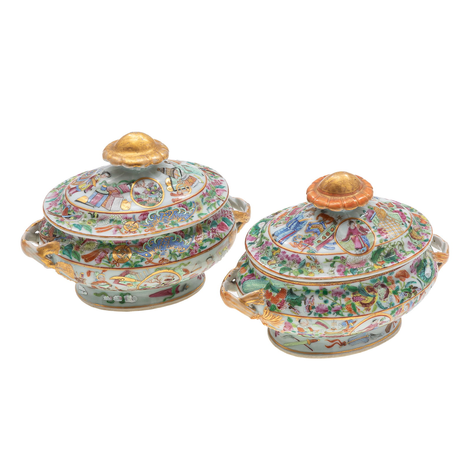 Pair Chinese Export Covered Small Tureens (1 of 7)